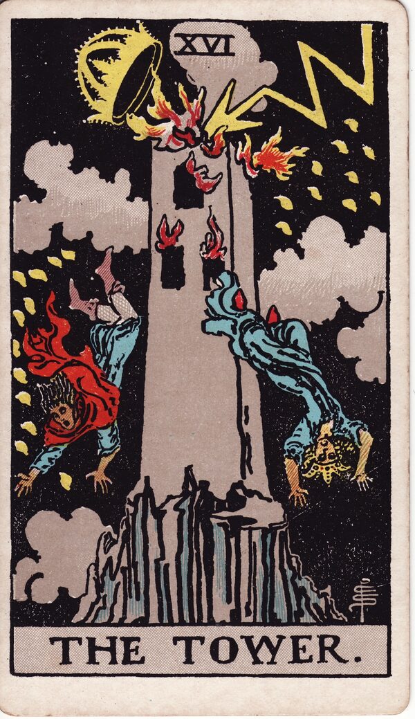 The Tower tarot card - Rider–Waite–Smith Major Arcana 16