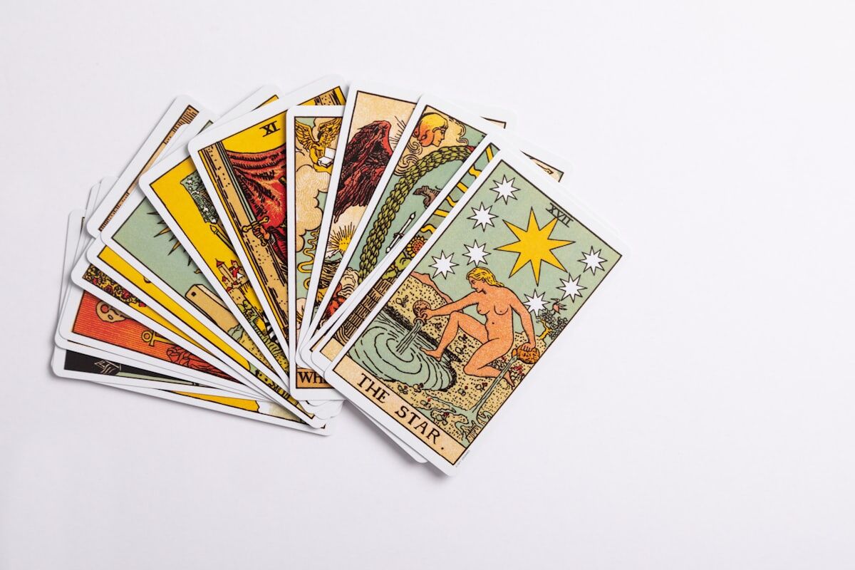 Tarot cards laid out for a love reading